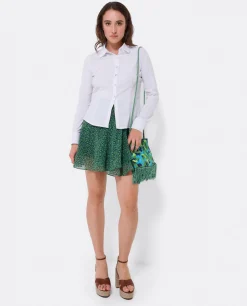 Falda Volantes Gasa Leopardo Verde