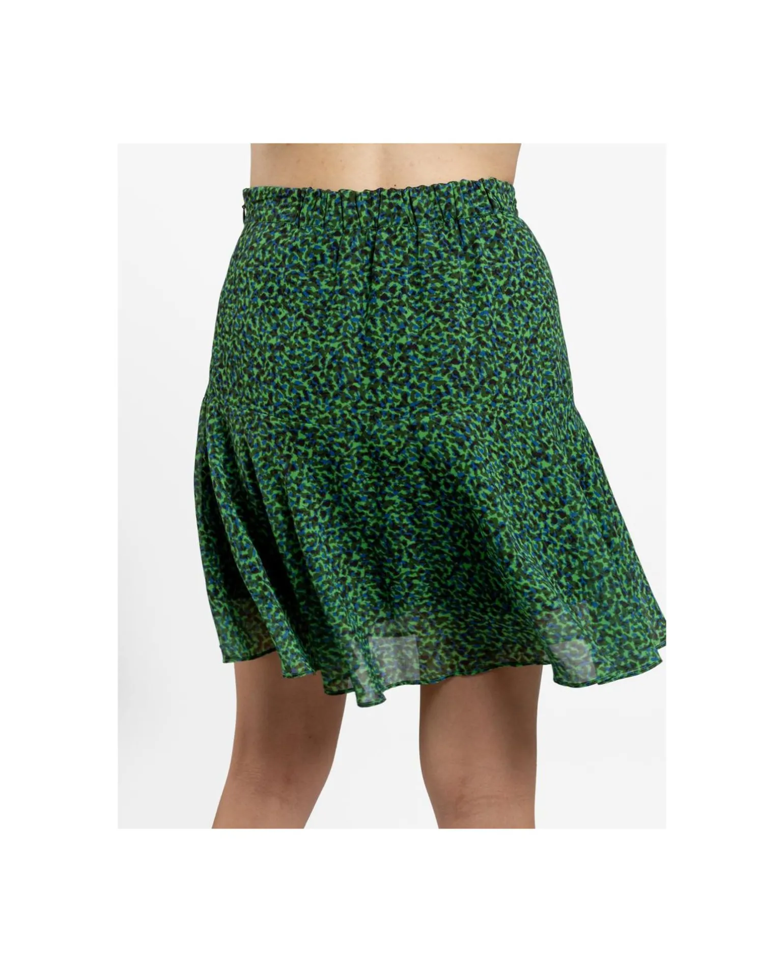 Falda Volantes Gasa Leopardo Verde