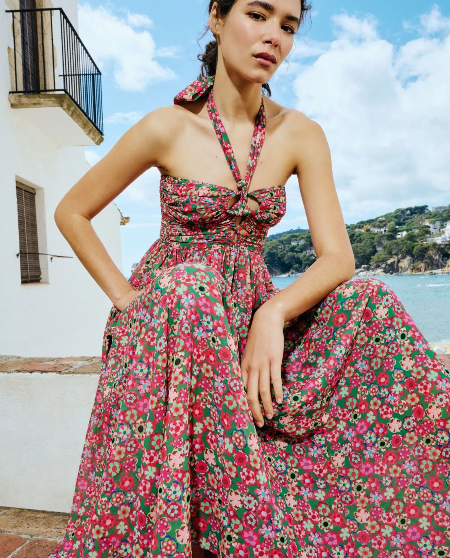 Maxi Vestido Aberturas Gasa Estampado Flores Liber