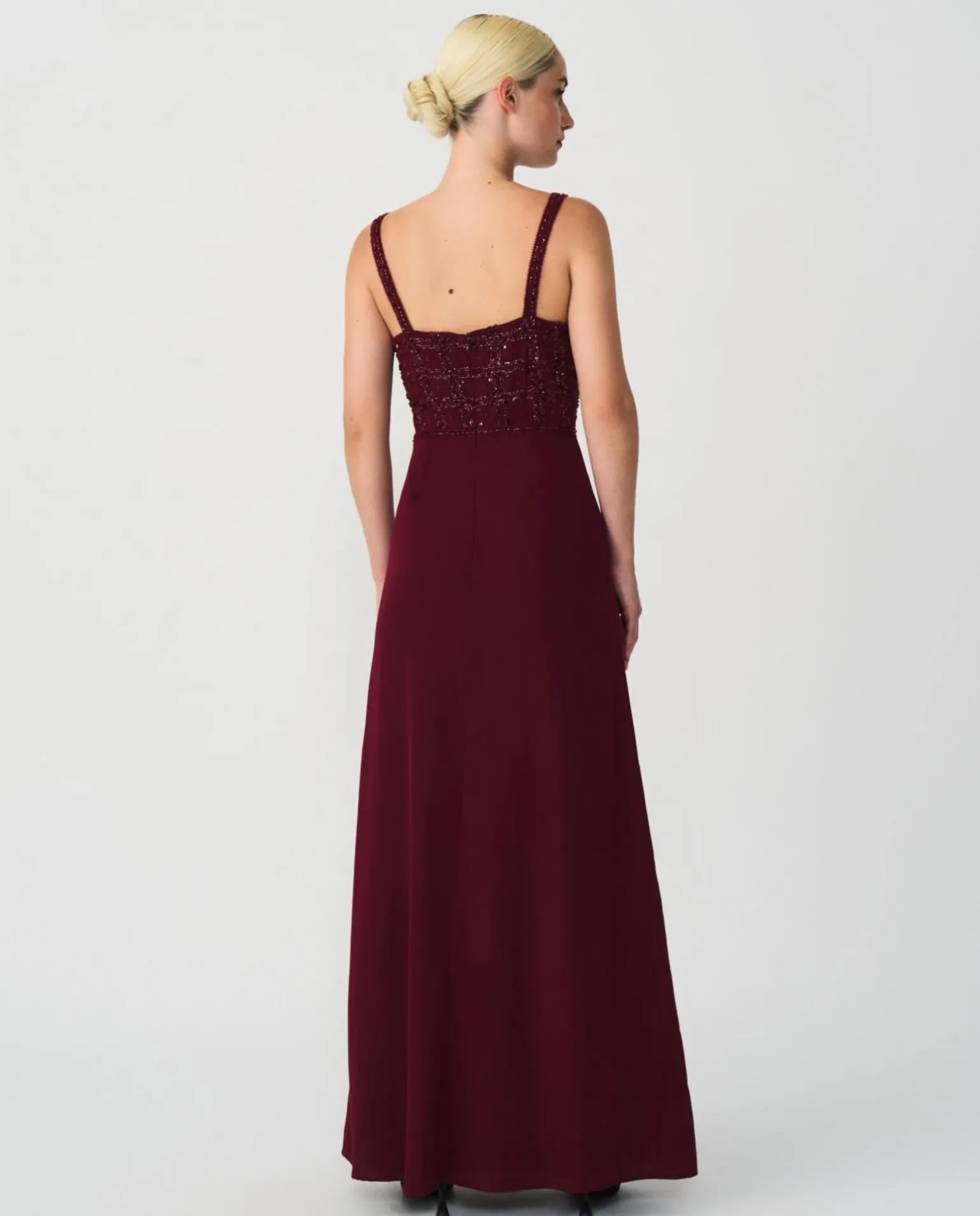 Maxivestido Tirantes Gasa Burdeos