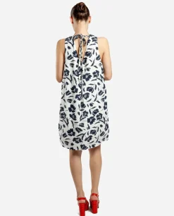 Mini Vestido Escote Pliegues Viscosa Estampado Flo