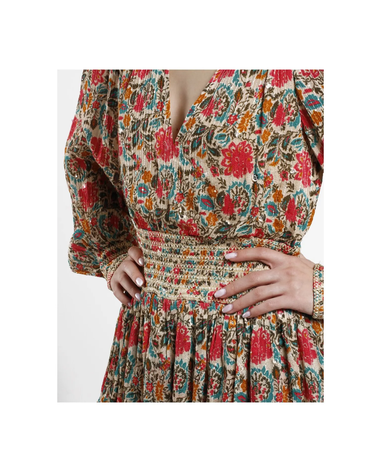 Mini Vestido Volantes Gasa Estampado Flores