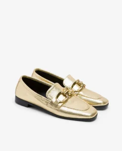 Mocasin Hebilla Lame Metalizado Oro