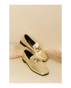 Mocasin Hebilla Lame Metalizado Oro