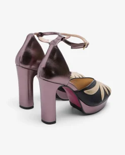 Pala Talon Peep Toe Lame Metalizado Bronce