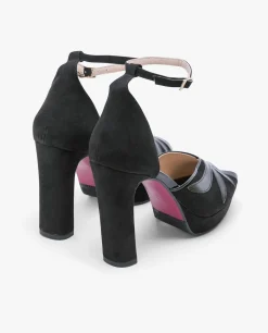 Pala Talon Peep Toe Ultrasuede Negro