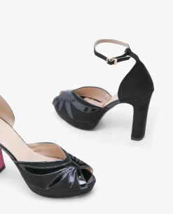 Pala Talon Peep Toe Ultrasuede Negro