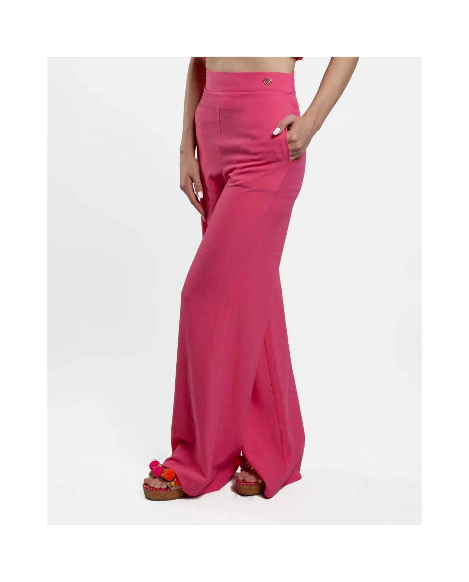 Pantalon Campana Crep Fucsia