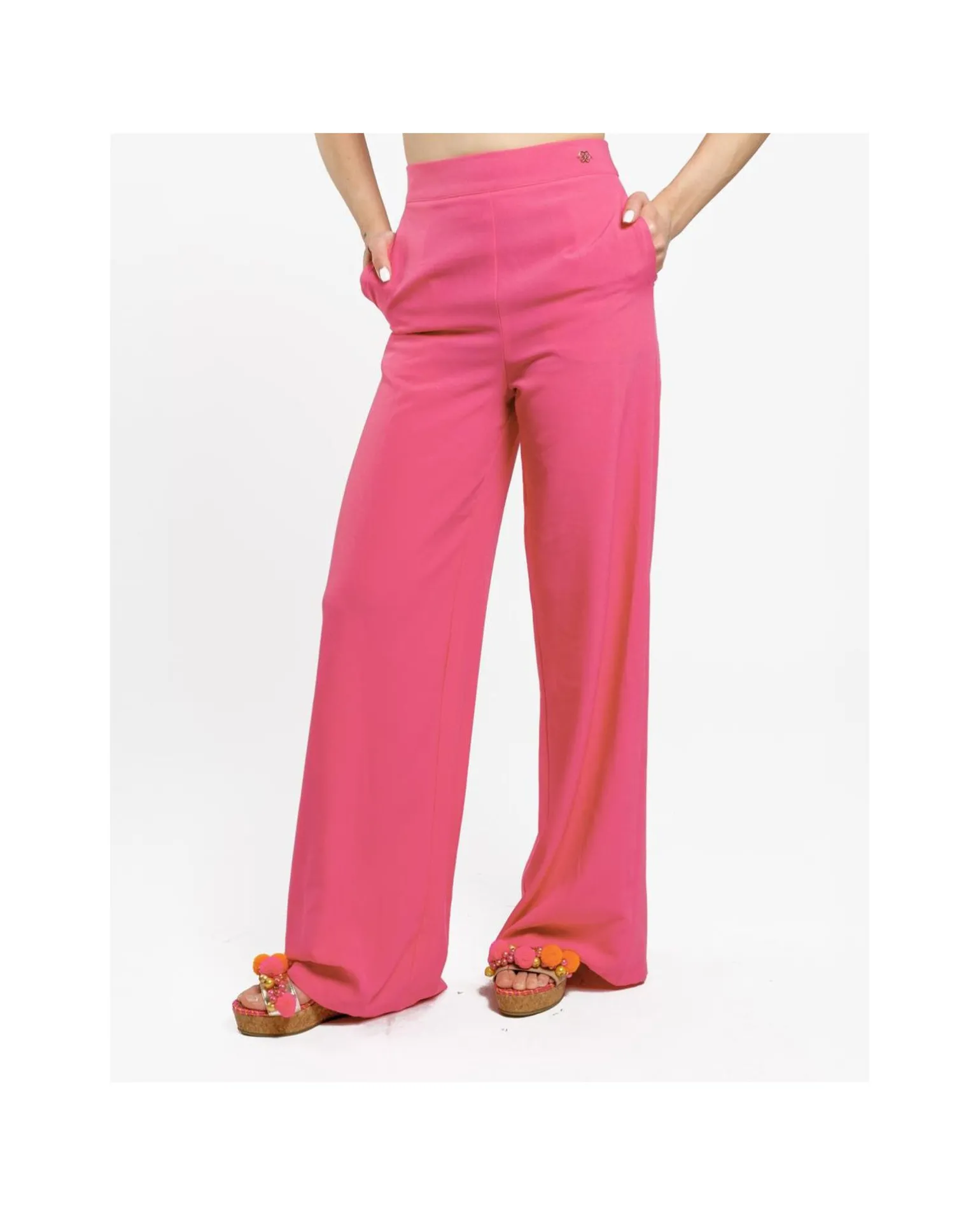 Pantalon Campana Crep Fucsia