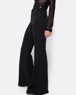 Pantalon Campana Doble Tela Negro