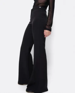 Pantalon Campana Doble Tela Negro
