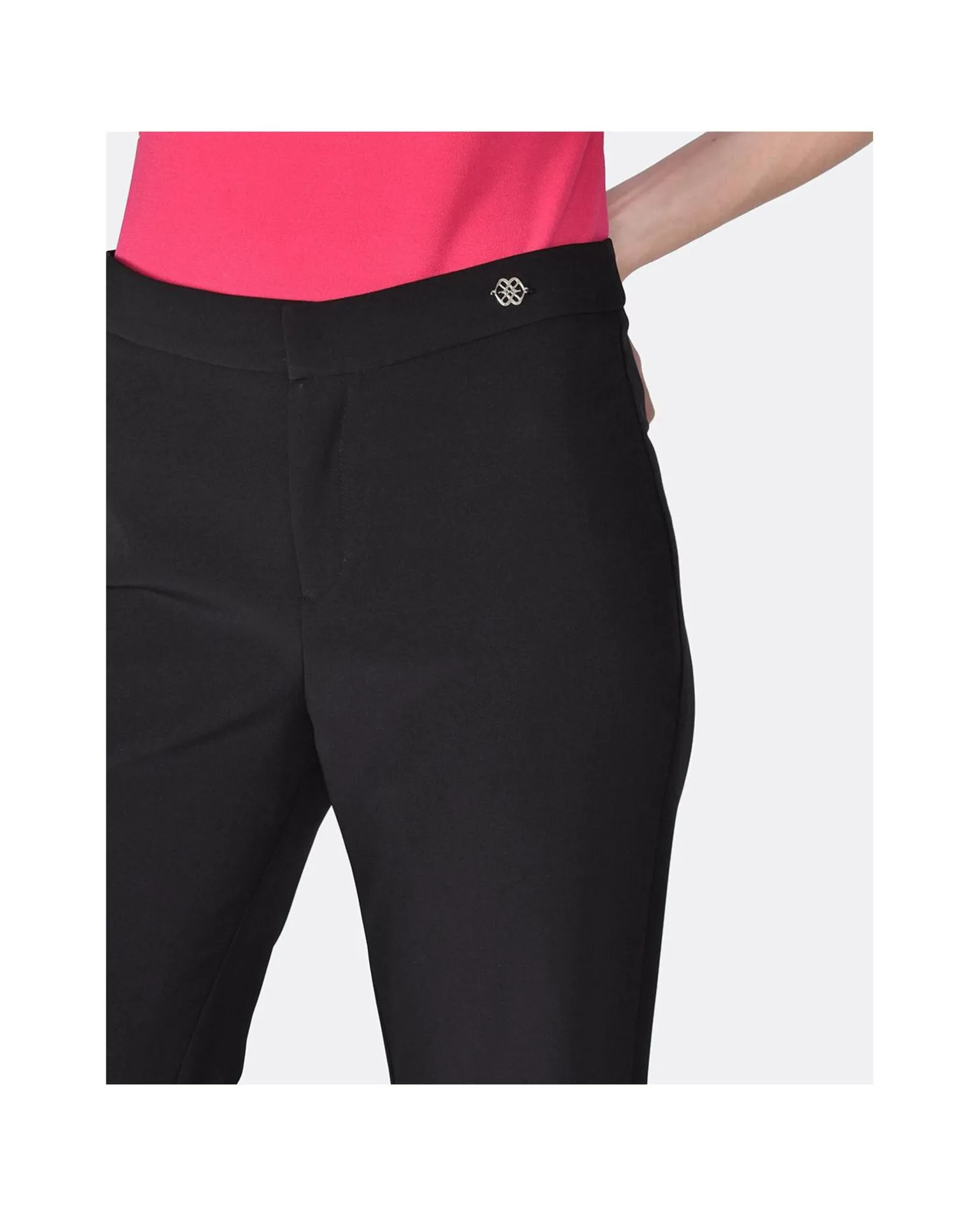 Pantalon Campana Doble Tela Negro