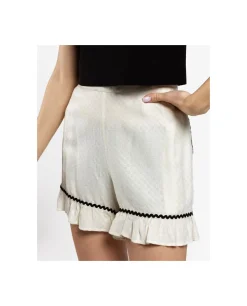 Pantalon Corto Volante Jacquard Blanco