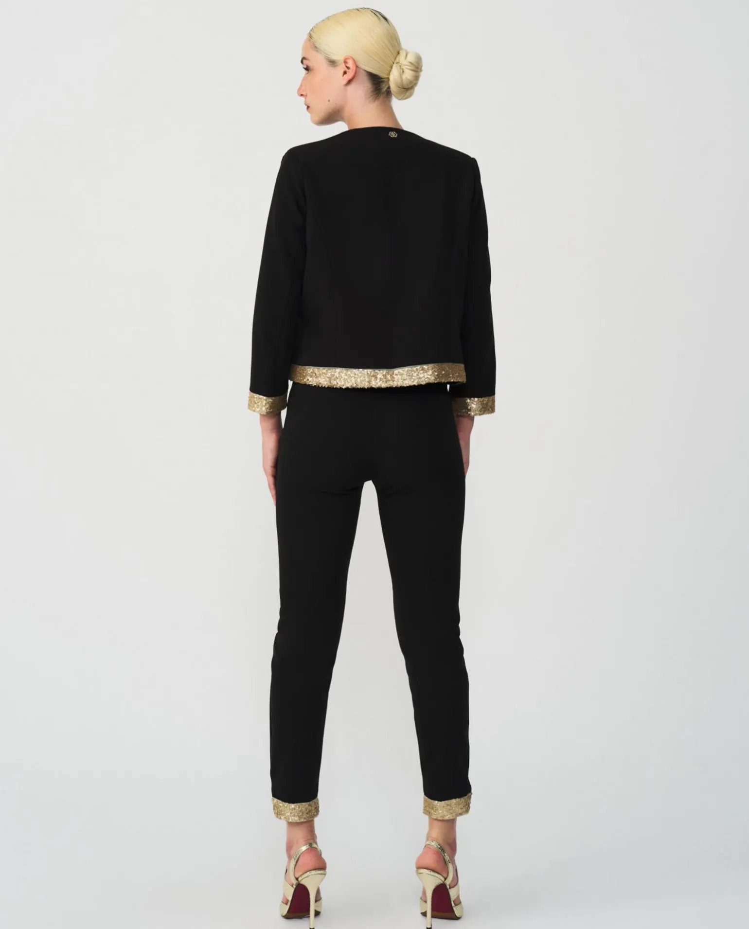 Pantalon Crep Negro Lentejuelas