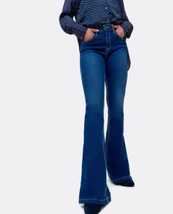 Pantalon Vaquero Con Campana Vaquero Marino
