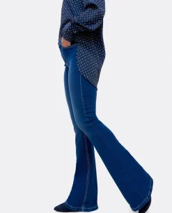 Pantalon Vaquero Con Campana Vaquero Marino