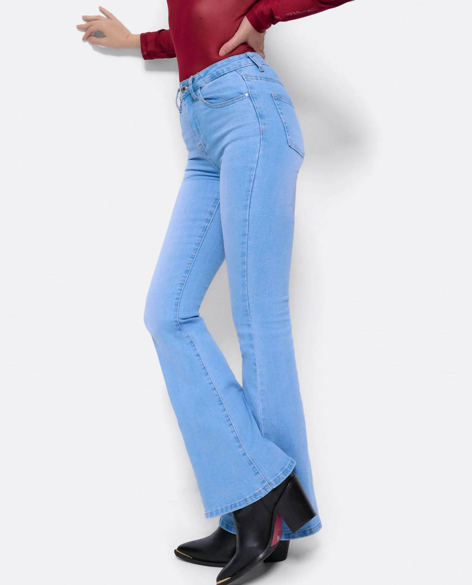 Pantalon Vaquero Con Campana Vaquero Azul