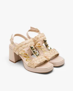 Sandalia Piramides Rafia Beig