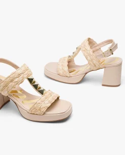 Sandalia Piramides Rafia Beig