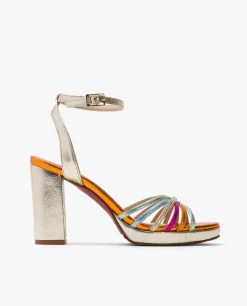 Sandalia Plataforma Tiras Lame Metalizado Multicol