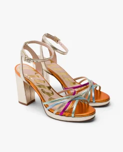 Sandalia Plataforma Tiras Lame Metalizado Multicol