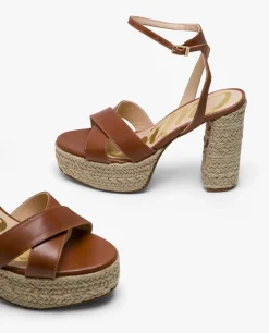 Sandalia Plataforma Trenzada Piel Cuero