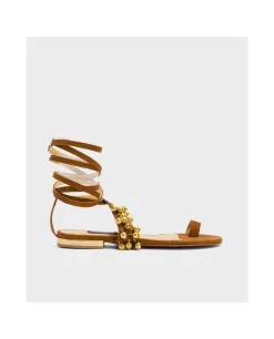 Sandalia Ronda Plana Ultrasuede Cuero