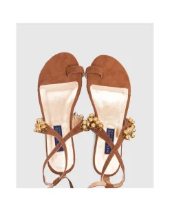 Sandalia Ronda Plana Ultrasuede Cuero