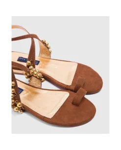 Sandalia Ronda Plana Ultrasuede Cuero