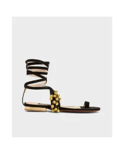 Sandalia Ronda Plana Ultrasuede Negro