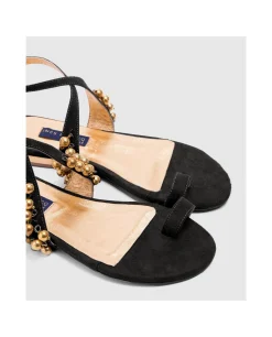 Sandalia Ronda Plana Ultrasuede Negro