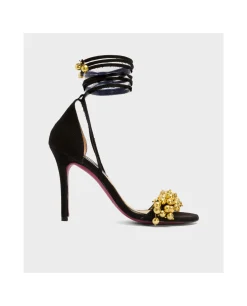 Sandalia Ronda Tacón Ultrasuede Negro