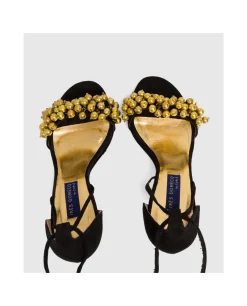 Sandalia Ronda Tacón Ultrasuede Negro