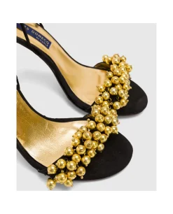 Sandalia Ronda Tacón Ultrasuede Negro