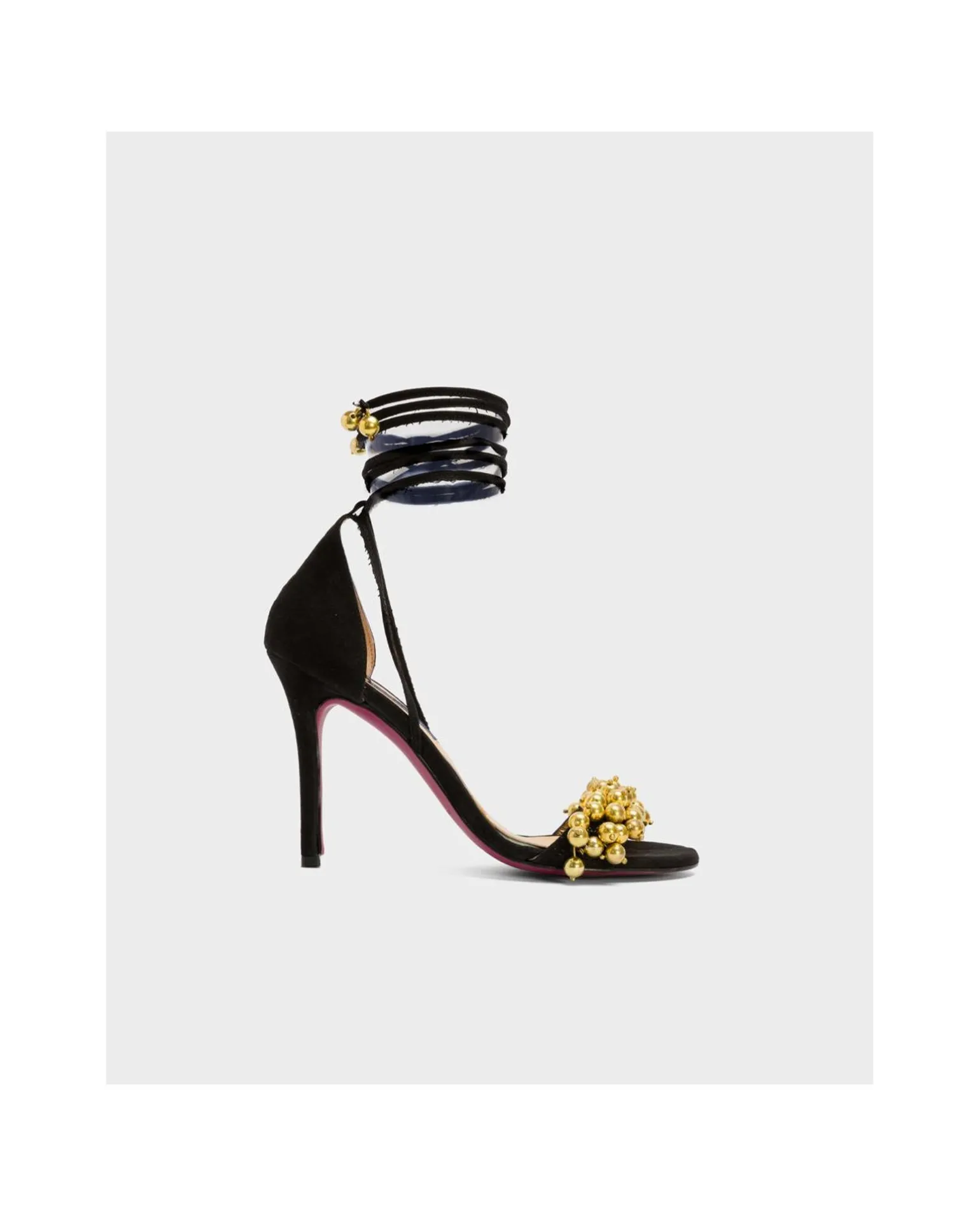 Sandalia Ronda Tacón Ultrasuede Negro