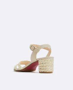 Sandalia Tiras Rafia Beig