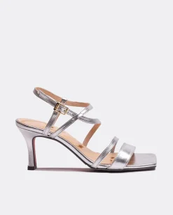 Sandalia Tiras Tecnopiel Metalizado Plata