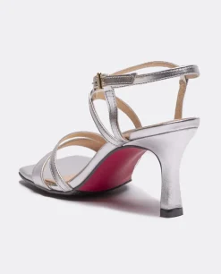 Sandalia Tiras Tecnopiel Metalizado Plata