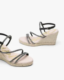 Sandaliacuna Tiras Strass Negro