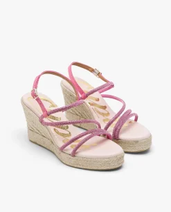 Sandaliacuna Tiras Strass Fucsia