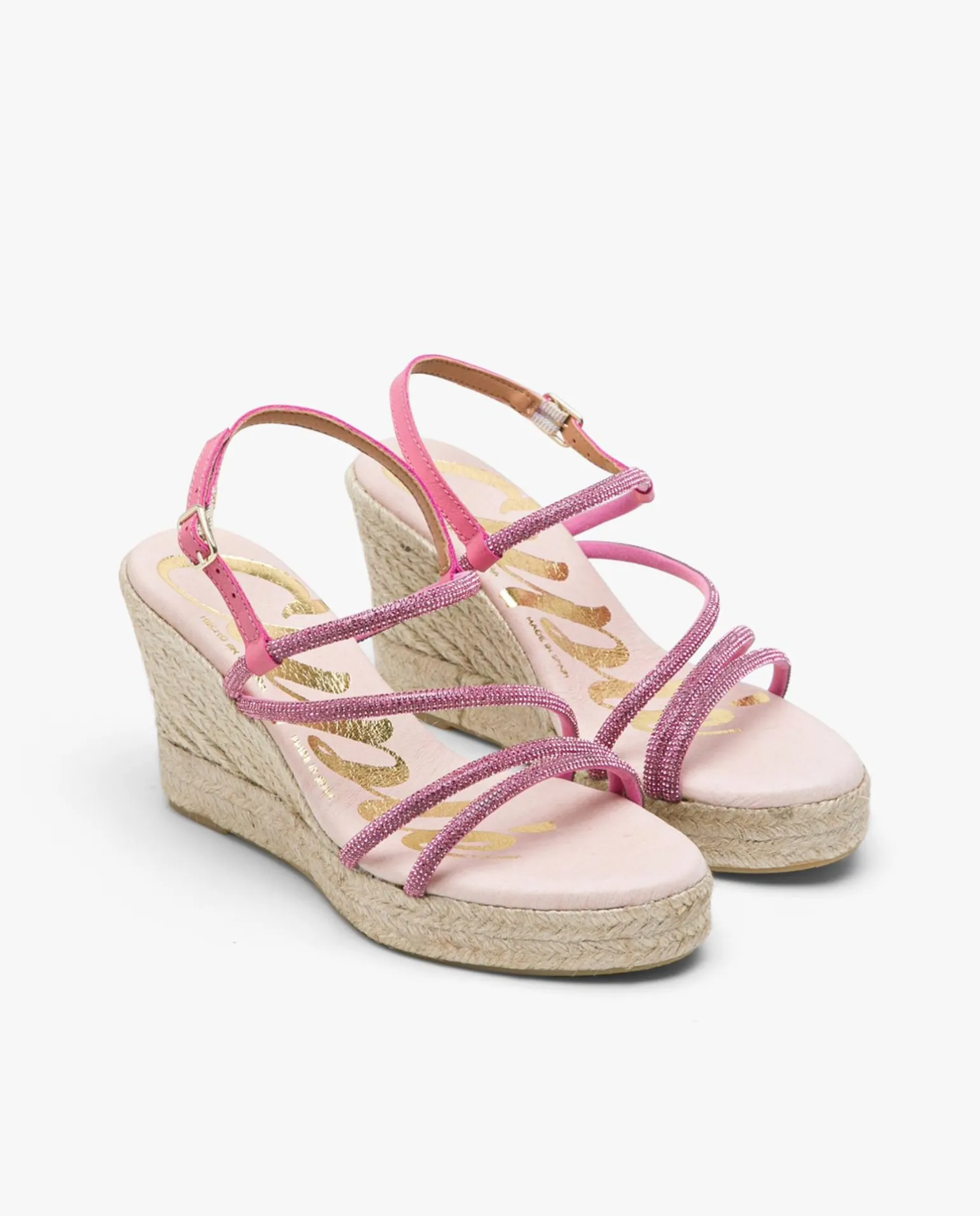 Sandaliacuna Tiras Strass Fucsia