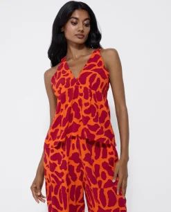 Top Botones Crep Estampado Jirafa