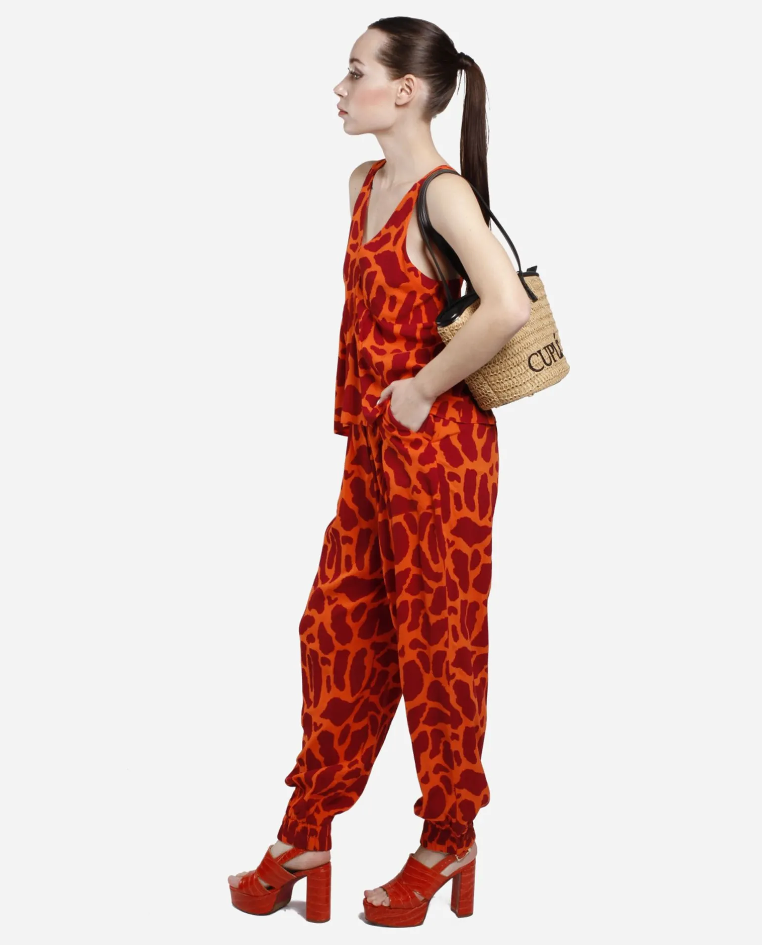 Top Botones Crep Estampado Jirafa