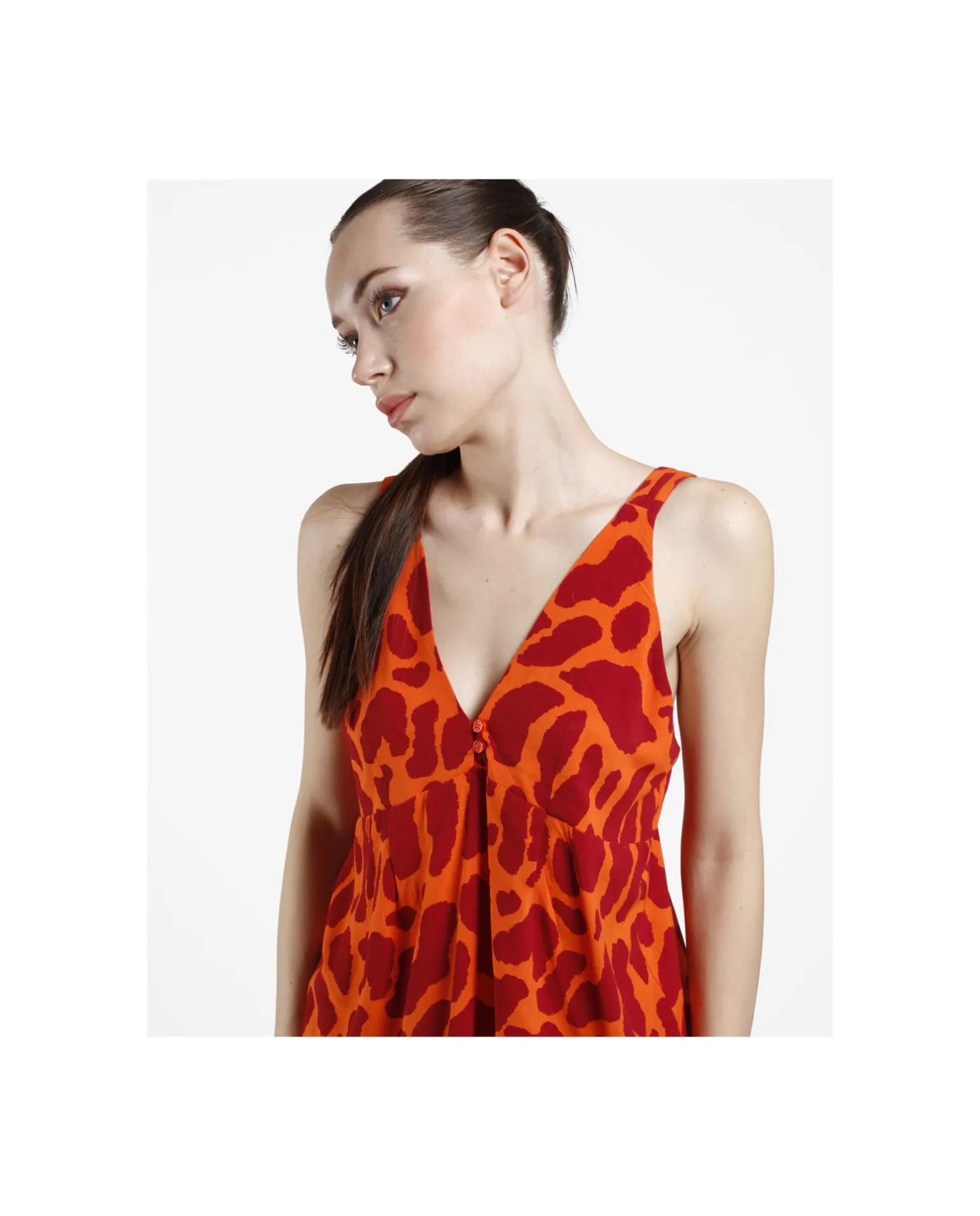 Top Botones Crep Estampado Jirafa