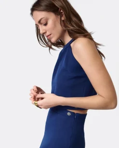 Top Halter Capa Gasa Marino