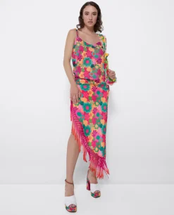 Top Tirantes Saten Estampado Flores