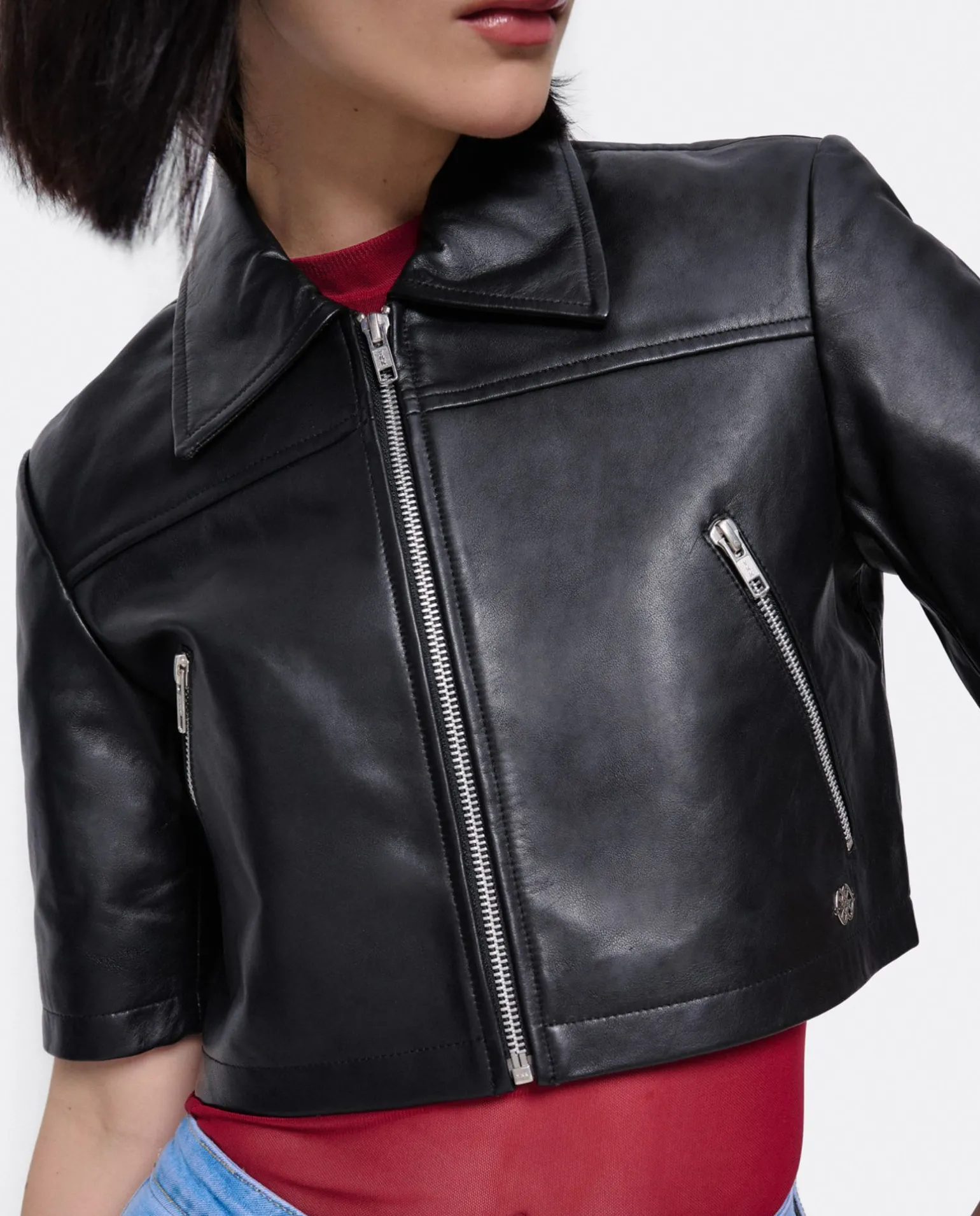 Torera Corta Piel Negro