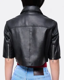 Torera Corta Piel Negro