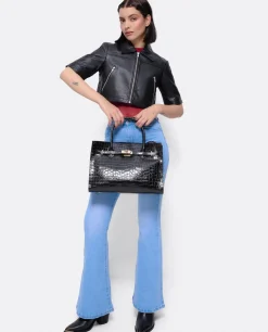 Torera Corta Piel Negro