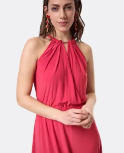 Vestido Asimetrico Cola Punto Circular Coral